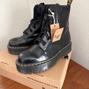 Dr. Martens Molly Black Platform Combat Boots NWT